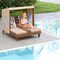 Children's Lounge Chair with Canopy Cup Holders Storage and Fir Wood Frame Comfortable Cushions